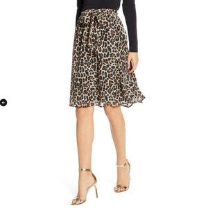 GIBSON x Sugarplum skirt leopard gold small petite